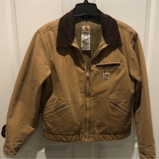 Vintage Carhartt WJ097 CML Detroit Jacket Camel Brown Blanket Lined SZ M