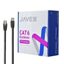 JAVEX CAT6 FTP Outdoor(328FT) Ethernet Cable, 23AWG CCA Patch Cord, 100M, Black