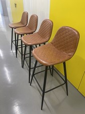 4 x bar stools good condition brown leather finish 30inch tall Dunelm
