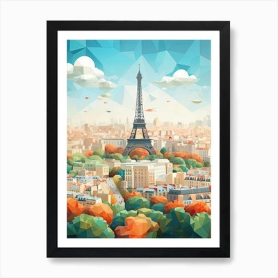 Paris Ansicht geometrische Vektor-Illus gerahmtes Wandbild Poster Leinwanddruck Bild
