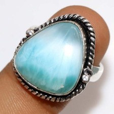 Larimar 925 Silver Plated Ring US 7 Party Theme Jewelry Limited Stock Deal JW