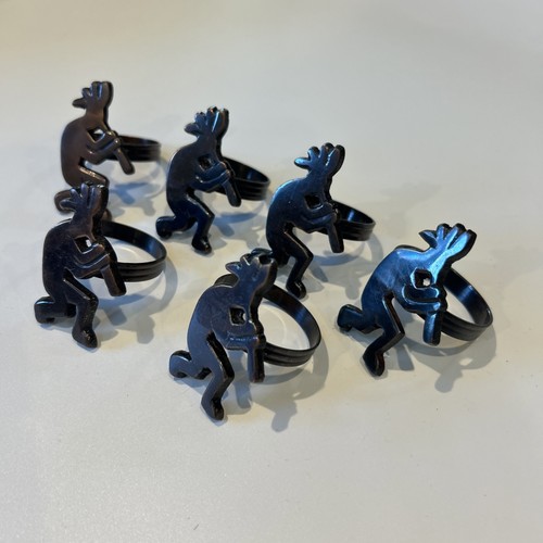 Juego de 6 servilleteros de metal Southwest diseño Kokopelli bronce metal - Imagen 3 de 8