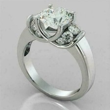 2.20Ct Lab Created Round Diamond Solitaire Engagement Ring 14K White Gold Finish