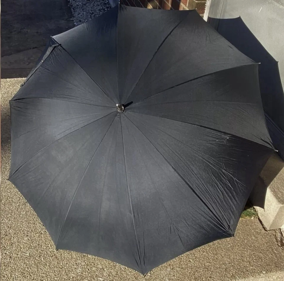 Vintage Art Deco Black Umbrella with Rhinestone Handle - Singing In The Rain - Image 4 of 4