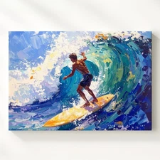 Ride The Wave Canvasbold Impressionist Surfing Art Wall Art
