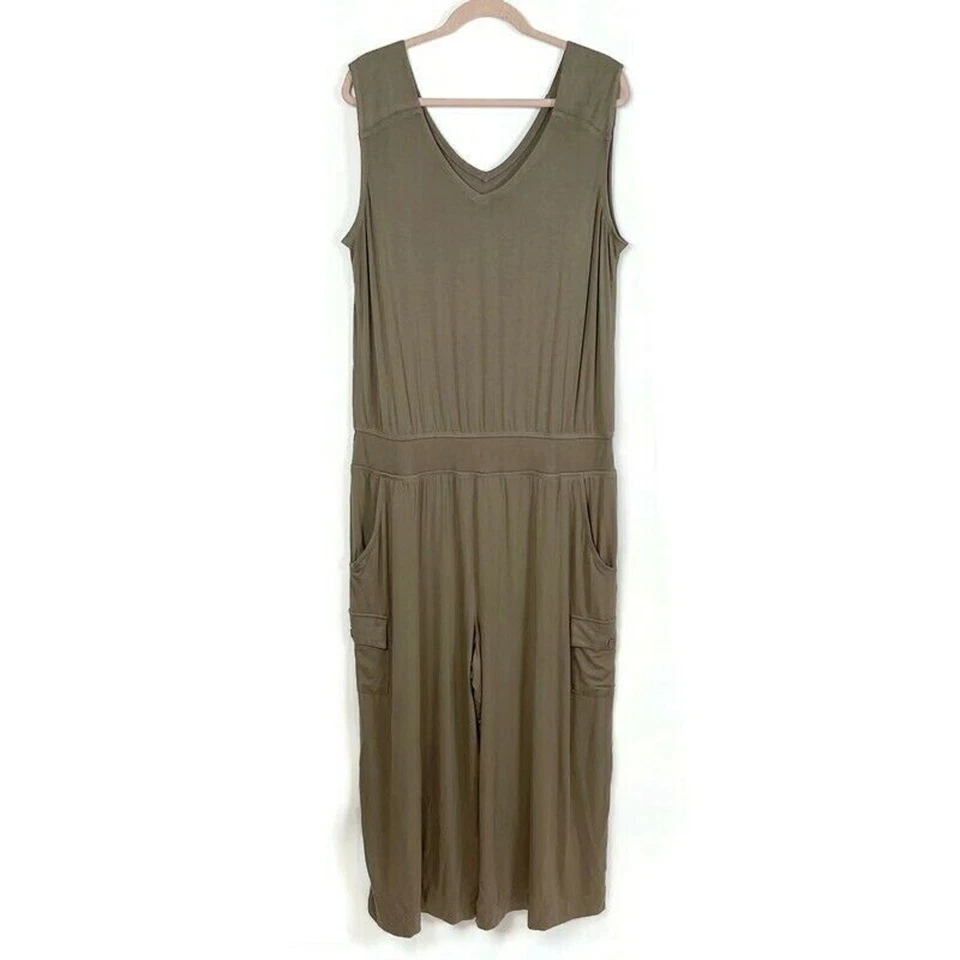 Mono tejido Lisa Rinna Collection XL marrón moca pierna ancha sin mangas nuevo sin etiquetas Foto 2 de 4