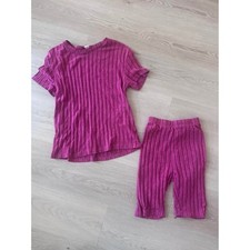 Girls Size 10-11 Pink Matching Shirt Biker Shorts Set Outfit