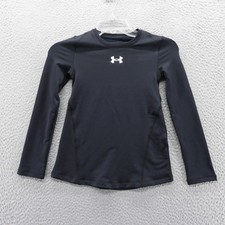 Under Armour Girls ColdGear Long Sleeve Crew Neck Fitted Shirt Black Small NEW