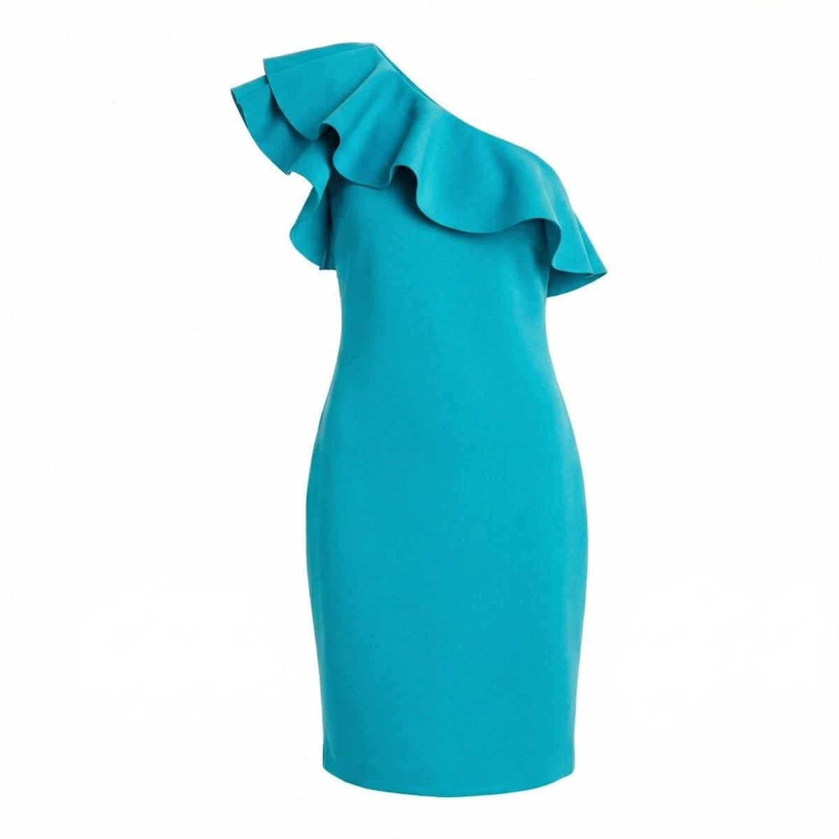 eliza j ruffle one shoulder dress Eliza J Plus Size Printed Asymmetric-Neck One-Shoulder Dress