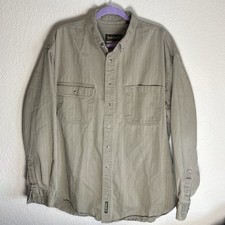 Vtg Timberland Men's XL Khaki Cotton Button Down Shirt Long Sleeve Gorpcore