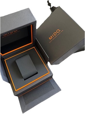 Mido Swiss Watches Empty Presentation Box Case Black Orange Leatherette Pillow