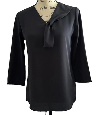 Giorgio Armani Beauty Black Polyester Uniform Blouse Sz 42 Made in Italy