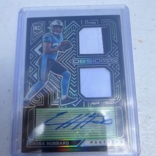 Panini Obsidian 2021 Chuba Hubbard Panthers #237 Etch Green /50 RC Patch Auto