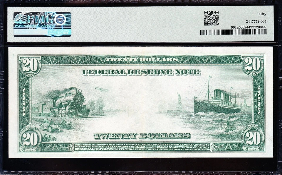 AWESOME Crisp HIGH GRADE 1914 $20 CHICAGO FRN Note! PMG 50! FREE SHIP! 52588A - Image 3 of 3