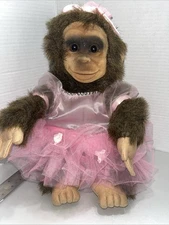 Vintage Hosung Chimpanzee Monkey Plush Hand Puppet Flocked Face Squeaker 1994