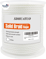1/4 Inch Nylon Solid Braided Rope, 250FT Polyester Cord 1100 Lbs, UV Resistant