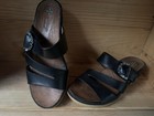 Baretraps Black Faux Leather Strappy Slide Wedge Sandals Womens 6 M Buckle — photo 4