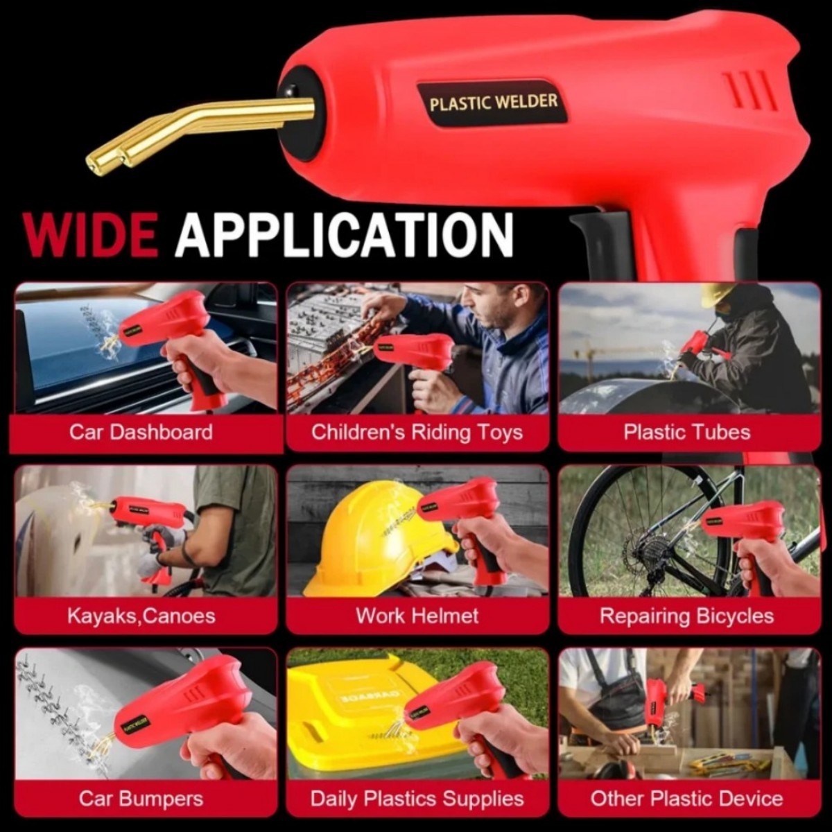 1200 Staples Hot Stapler Car Bumper Fender Welder Gun Plastic Repair Kit 200W US