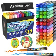 48 Colors Acrylic Paint Pens Markers, No-Bleed Brush Tip Acrylic Markers with...