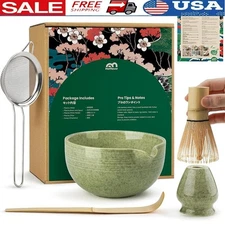 5-in-1 Matcha Set Bamboo Whisk Strainer Bowl Chasen Scoop Perfect Tea Experience