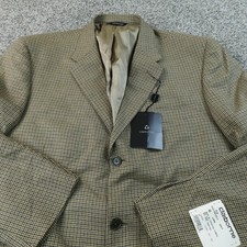NEW Claiborne Blazer Mens 48L Brown Silk Wool Tweed Check Sport Coat Jacket