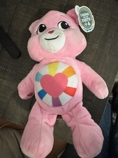 Care Bears Hopeful Heart Bear Pink Plush Rainbow Heart Belly New w/ Tag