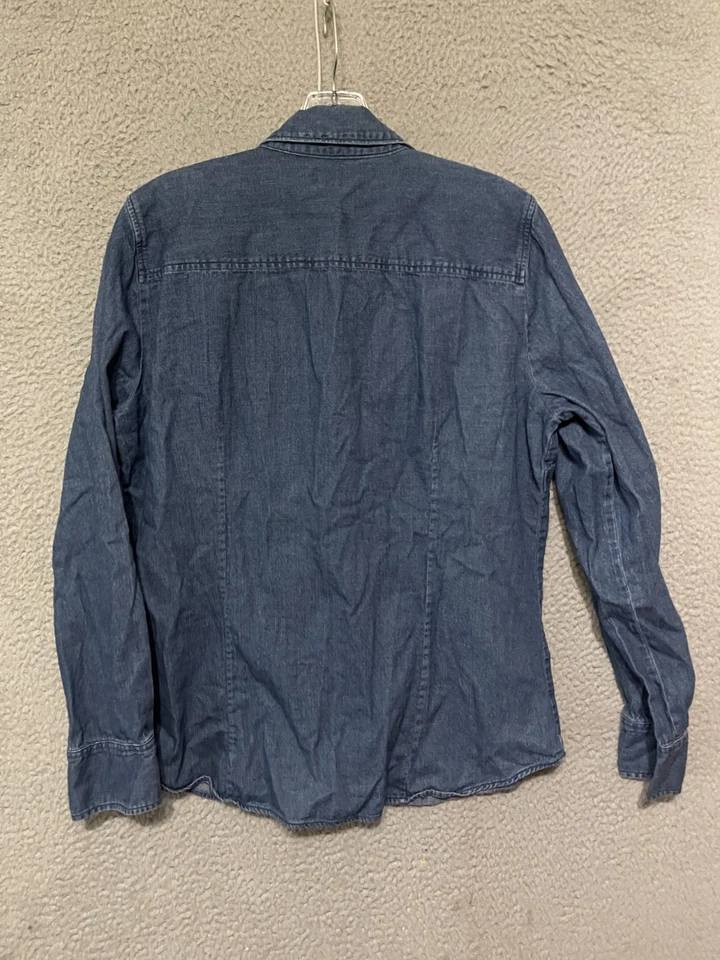 J. Camisa vaquera Crew para mujer con botones talla grande azul algodón adulto Foto 4 de 4