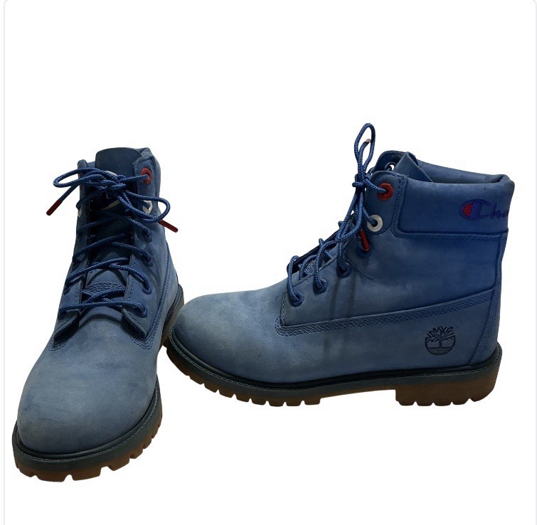 Timberland x Champion Collab Boots – Boys 5 / Women 6.5 Blue Nubuck RARE