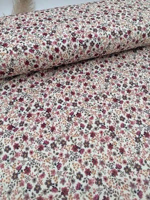 Rib jersey Stoff Meterware Blumenwiese Bordeaux Poppy Fabrics