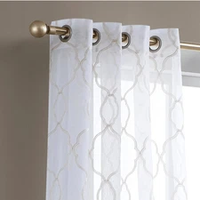 HomeRoots 84 Charcoal Trellis Pattern Embroidered Window