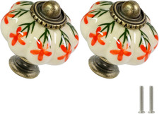 Ivory  Orange Pumpkin Knobs 12 Pack Ceramic Cabinet Knobs Vintage Drawer Pulls