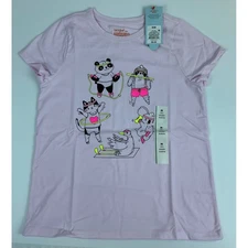 Cat & Jack Girls' Pink Graphic Tee Shirt Active Animals Size M (8)