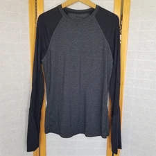 Men's Kyodan Base Layer Long Sleeve Shirt Raglan Sleeves Large Black Gray