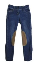 Goode Rider Riding Jeans Womens 28R Blue Denim Knee Patch Equestrian Breeches