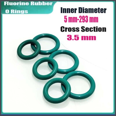 O-Rings FKM Fluorine Rubber Oil Resistant Seals 5mm-293mm ID 3.5mm Cross Section
