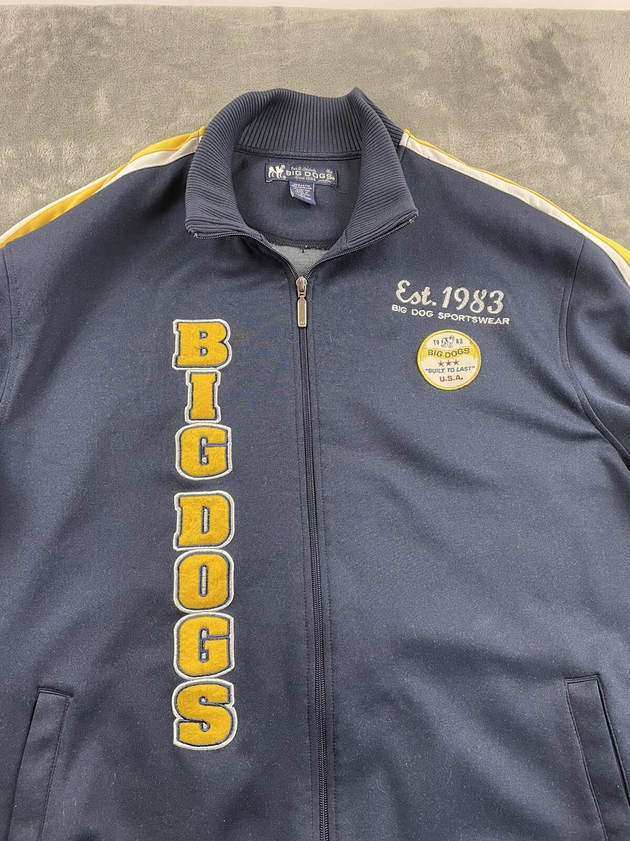 Vintage Big Dogs Embroidered Track Jacket Navy Blue Full Zip Logo