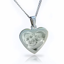 Photo engraved Pendant Necklace personalised with image & text, Mother's day gif