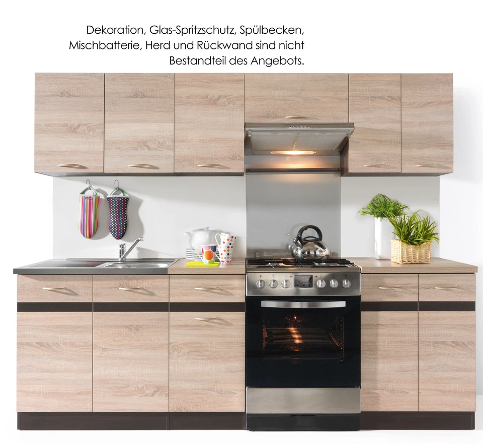 moderne Küche 2,4m 4 Farben wählbar Einbauküche Küchenzeile günstig PLANBAR NEU