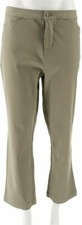 Liz Claiborne NY Hepburn Cropped Stretch Woven Pants-Bayleaf Green-10-A261293