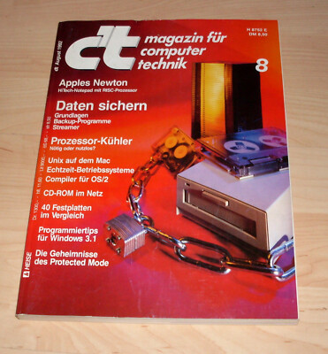 Computer PC Zeitung Zeitschrift - C't 8 August / 1992 - Technik Daten sichern