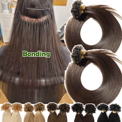 8A Keratin Pre Bonded U Tip Nail Real Human Hair Extensions 0.5/1g Brown 16''-24''