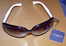 LIZ CLAIBORNE NY WRAP Sunglasses 82035 - BLACK FRAMES / WHITE EARPCS - 100 UV