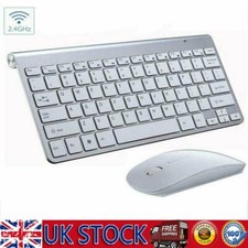 Silver Wireless Keyboard & Cordless Mouse Set 2.4G for Latptop Desktop Apple Mac