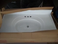 White 37"x22" Cultured Marble white Vanity Top With Backsplash