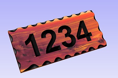 Custom Carved Wood House Number Sign Red Aromatic Cedar Rustic