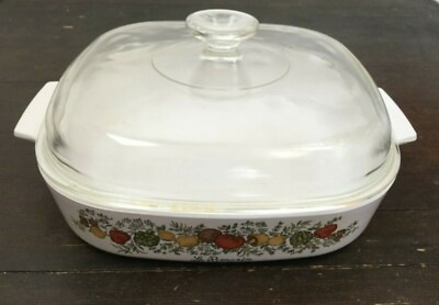 Corning Ware Casserole Dish Clear Lid Le Romarin Spice of Life 10 Inch Square 