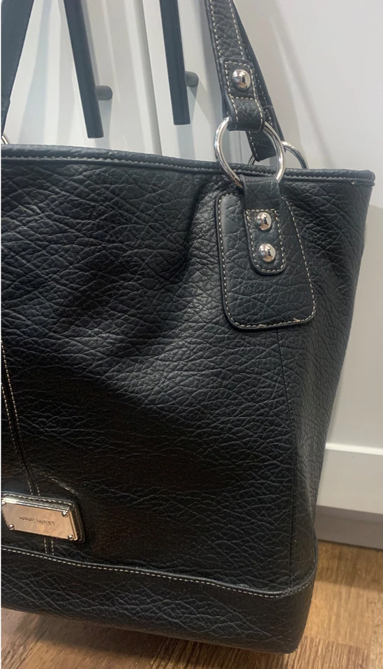 NINE WEST SHOULDER TOTE BAG BLUE WOMENS PURSE 18x11x7 SILVER MAGNETIC CLOSURE - Image 4 of 4