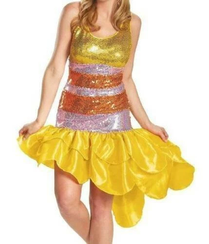 Mujer Big Bird Plaza Sésamo Vestido Amarillo y Tocado 2 Piezas Disfraz de Halloween - S Foto 2 de 4