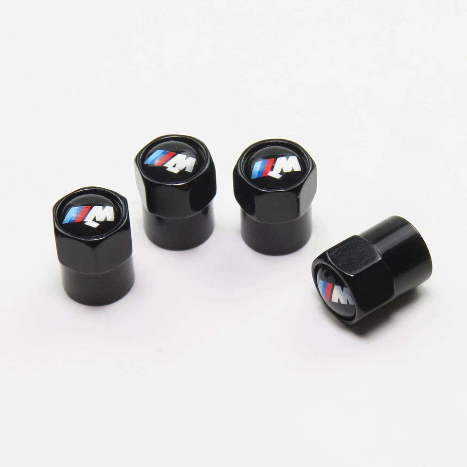 Compatible with BMW M 4Pcs Tire Valve Stem Caps Black Anodized Aluminum Set - Image 3 of 4