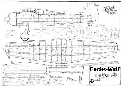 MODELHOB FOCKE WULF 190 FREIFLUG MODELLPLÄNE